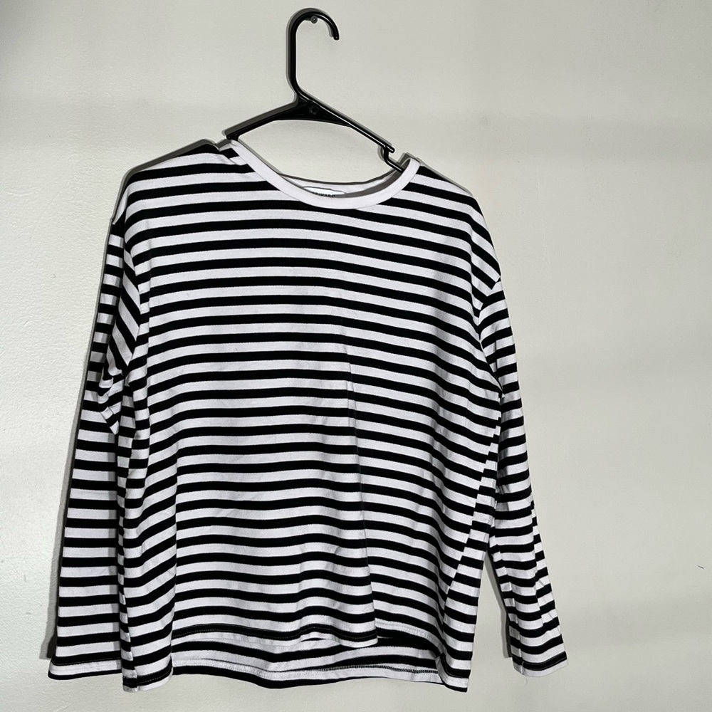 Black and white striped crewneck